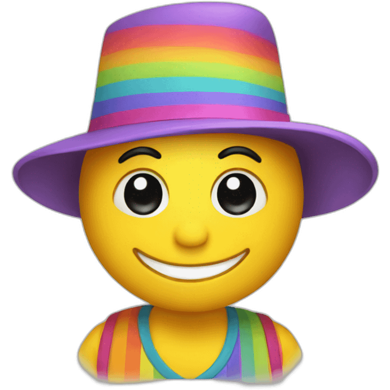 happy smiley hat rainbow emoji