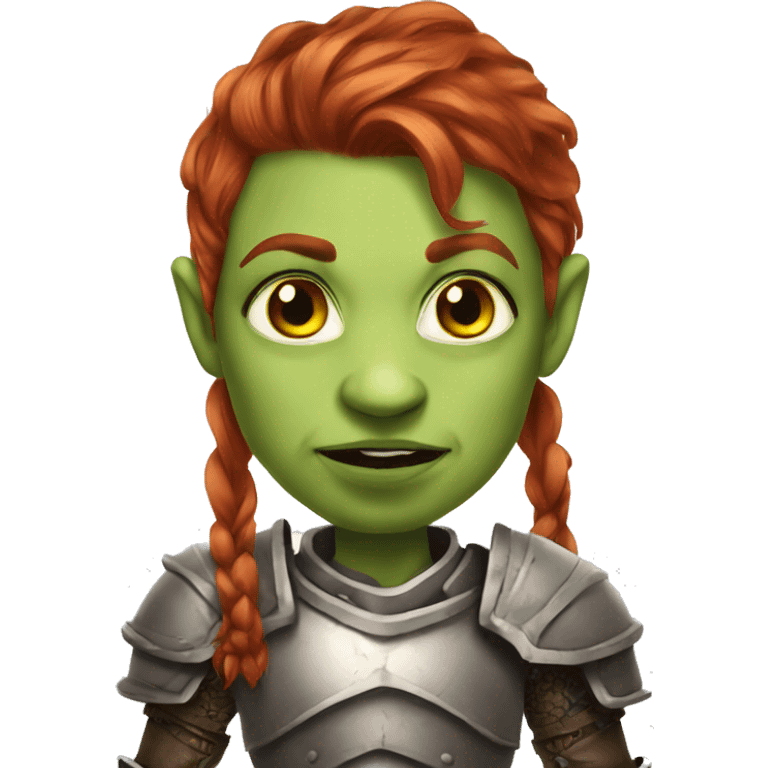 orc redhead with heavy white armor fantasy emoji