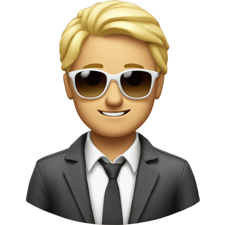 blond digital manager with sun glasses in Italy celebrating his birthday  emoji