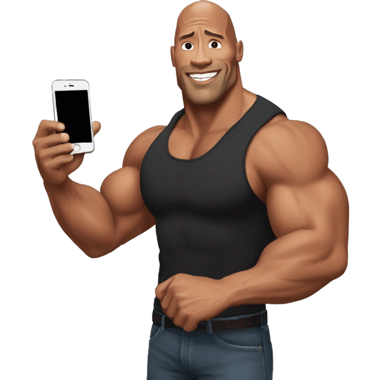 dwayne johnson holding an iphone emoji