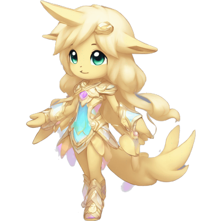 Cute Kawaii Chibi Anthro Sona Colorful Ethereal Pretty see Godly Celestial Shiny Fakemon Full Body emoji