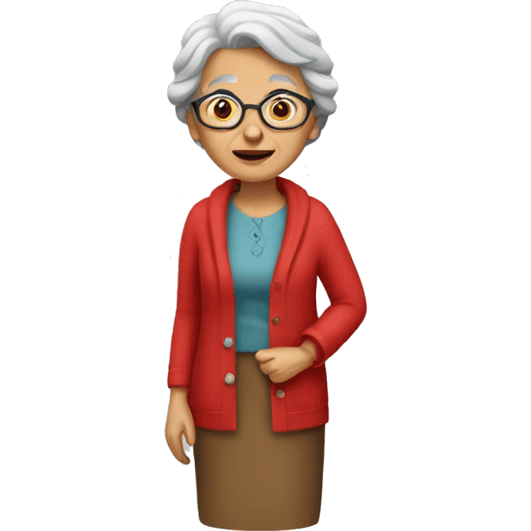 Old woman with red cardigan emoji