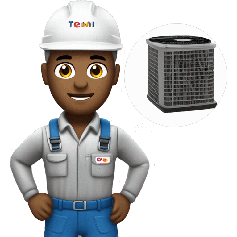 hvac technician action figure logo hd with brand name TechyWechy AMC Services emoji