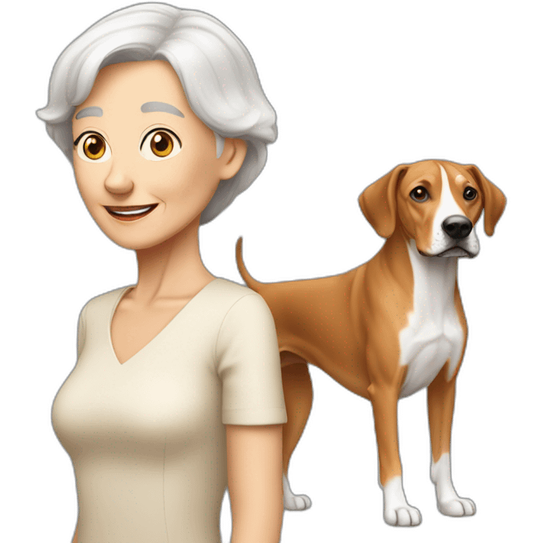 skinny old white lady with short hair and Rhodesian Ridgeback emoji