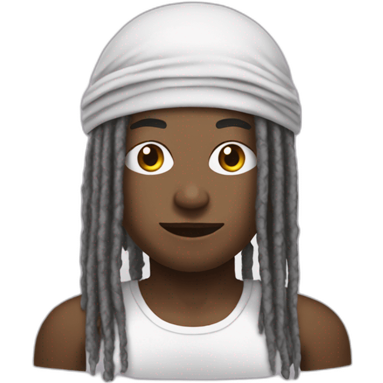 person with dreads and a durag using a computer emoji