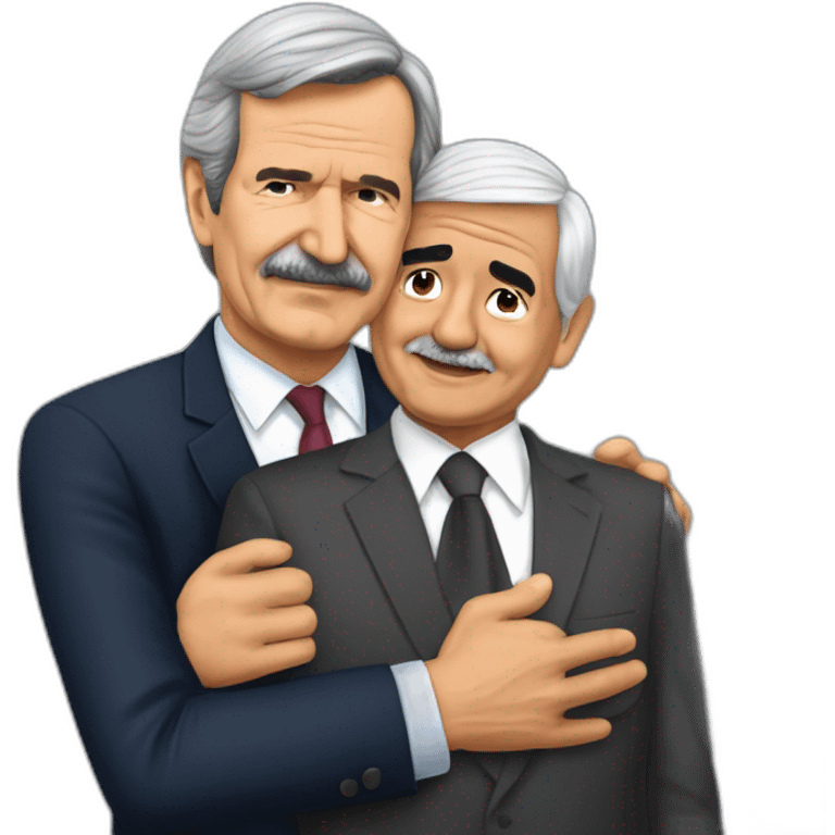 Vicente Fox Quezada hugging to Andres Manuel Lopez Obrador fronted emoji