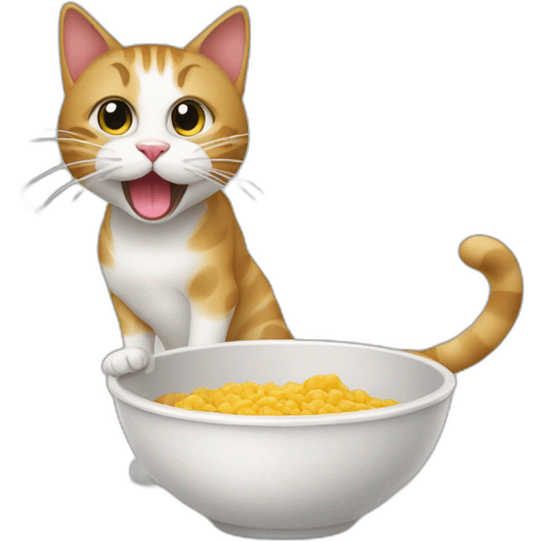 Cat licking bowls emoji