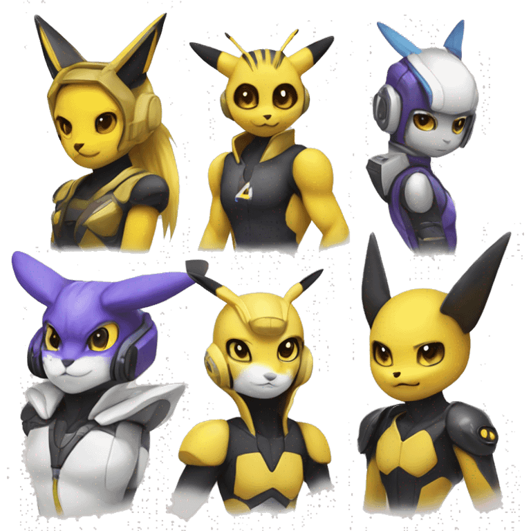 Anthro Metabee, Medabee, Renamon, Pikachu emoji