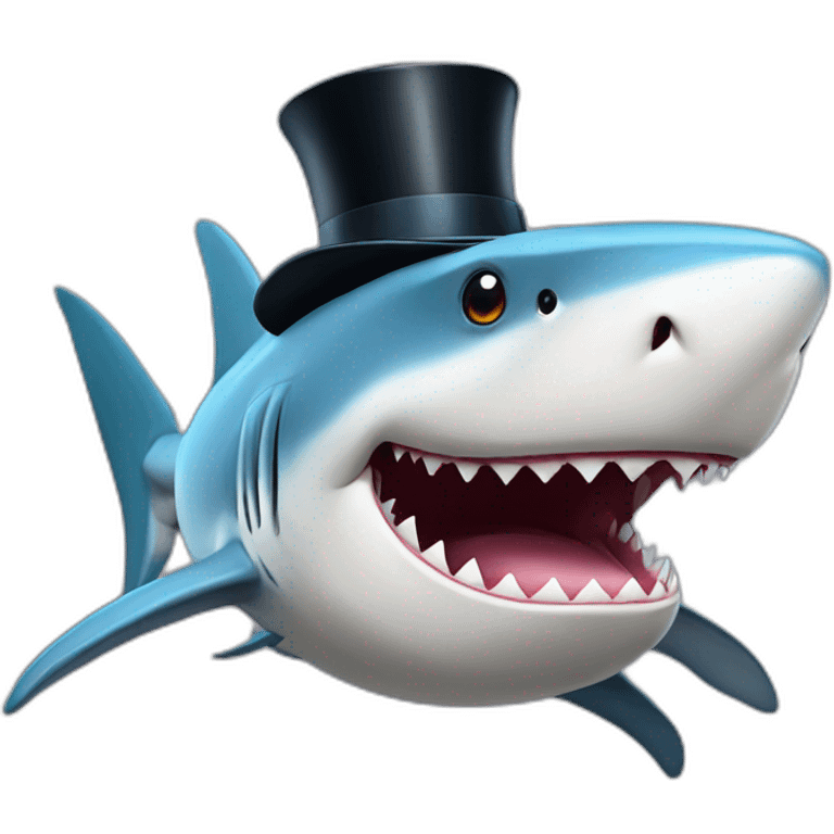 Shark with a top hat emoji