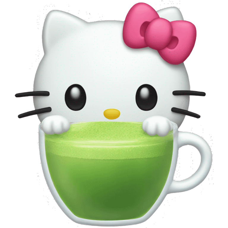 hello kitty drinking matcha emoji