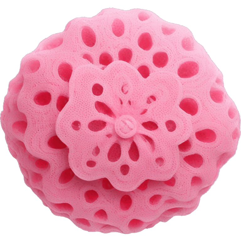 pink lace mesh shower sponge emoji