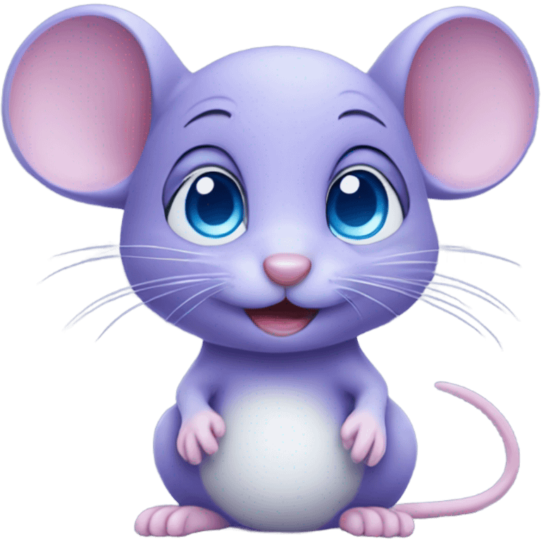 Cute purple mouse with blue eyes emoji