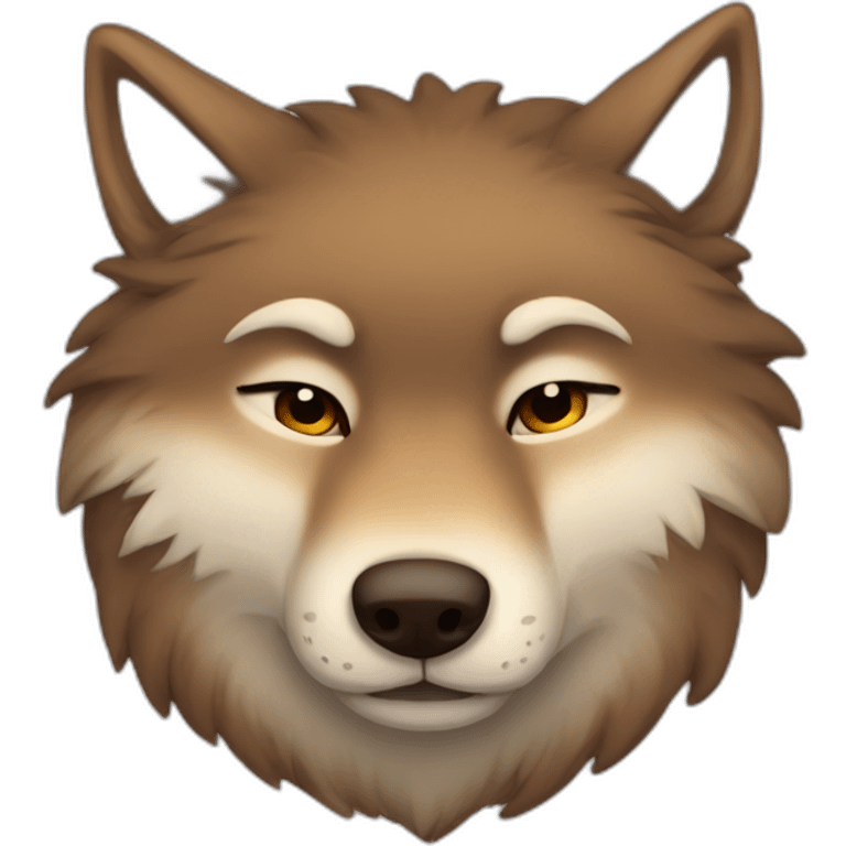 Brown cute Wolf furry sleeping emoji