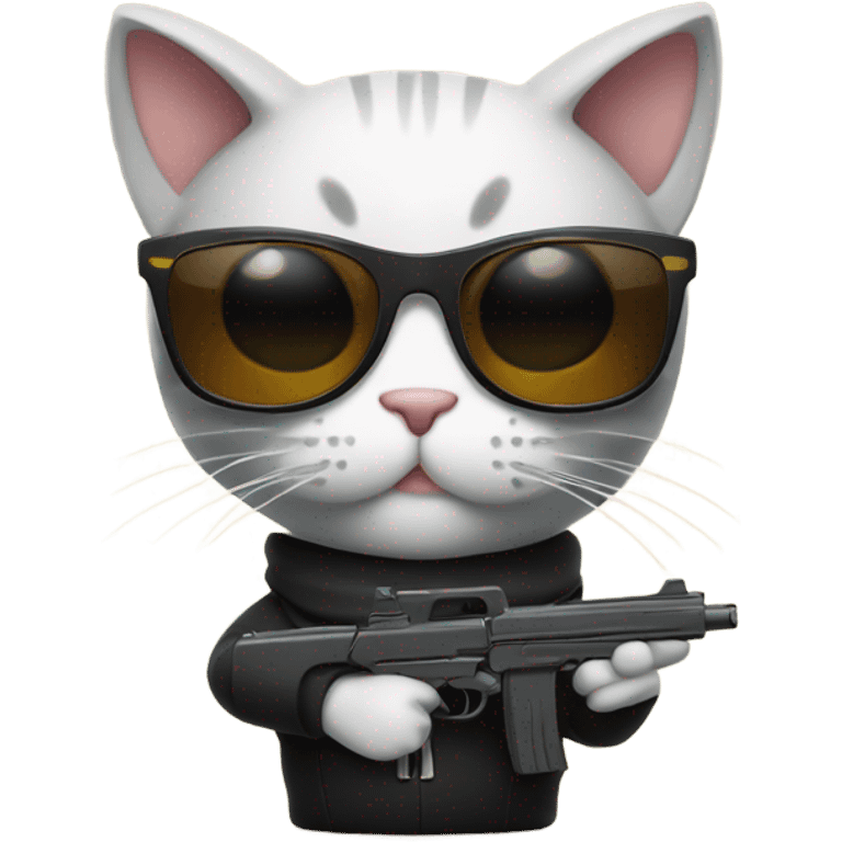 Cats with sunglasses holding a gun emoji