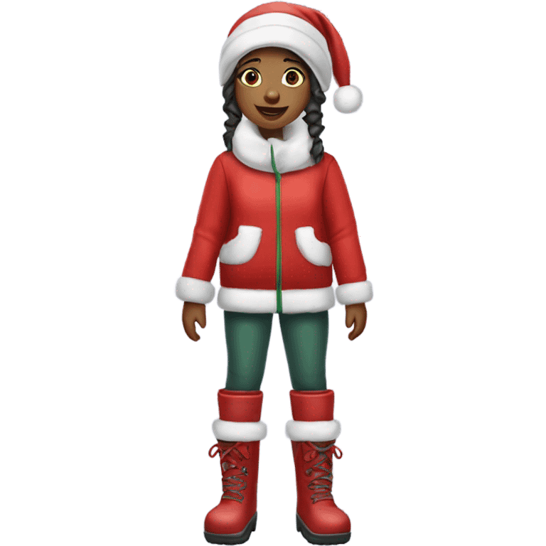 Christmas girl in moon boots emoji