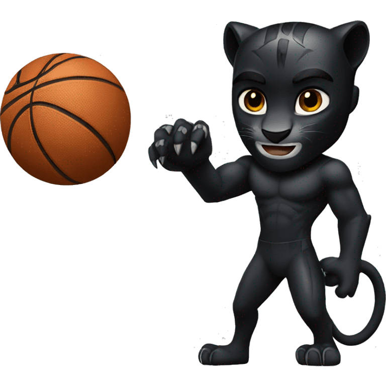 Black panther with a basketball  emoji