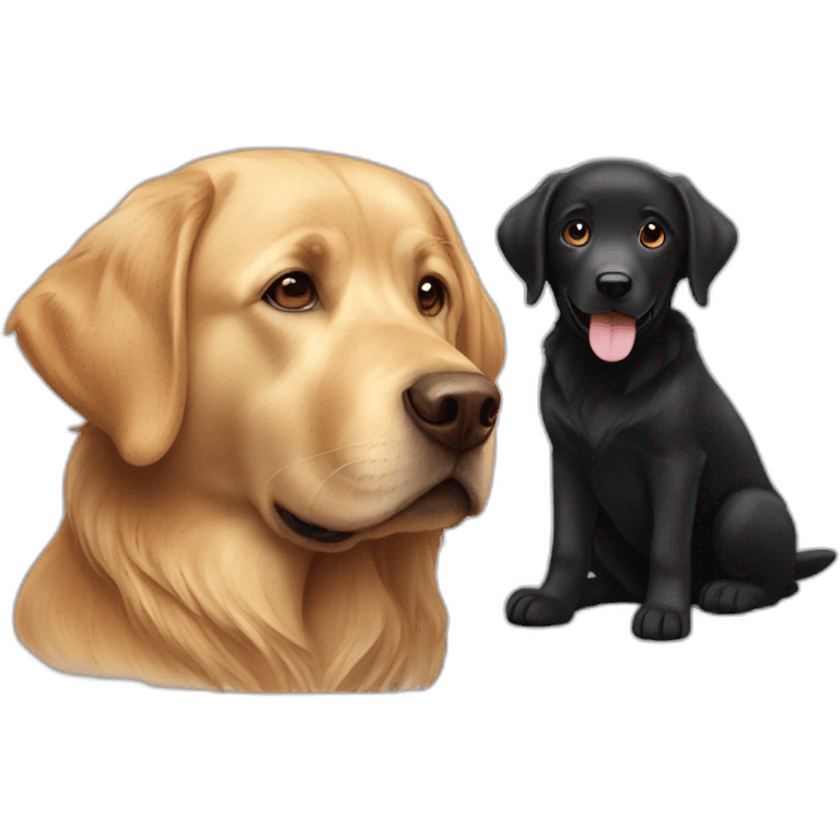 A black labrador with a golden retriever emoji