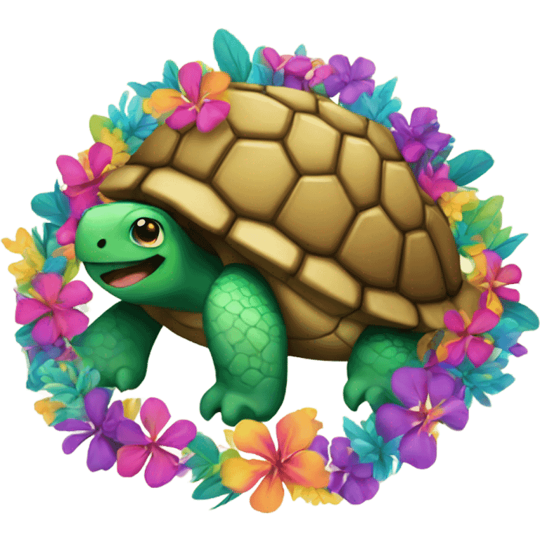 Turtle with a lei emoji