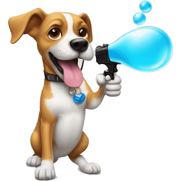 dog pointing a bubble gun emoji