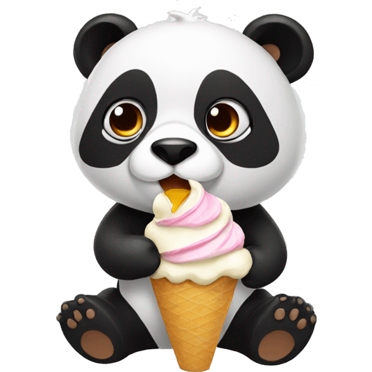 Panda eating ice cream emoji