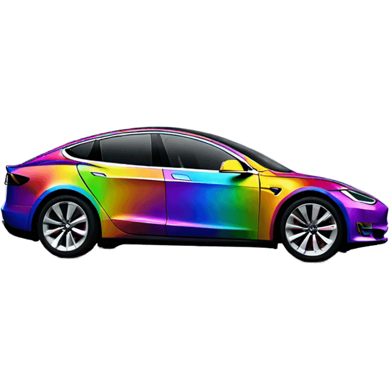 Rainbow colored Tesla vehicle emoji