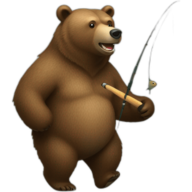 Grizzly bear with a fishing rod emoji