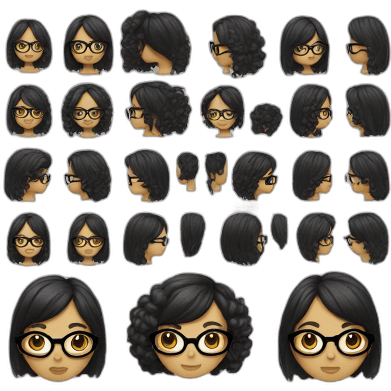 girl black hair black glasses ghotique emoji