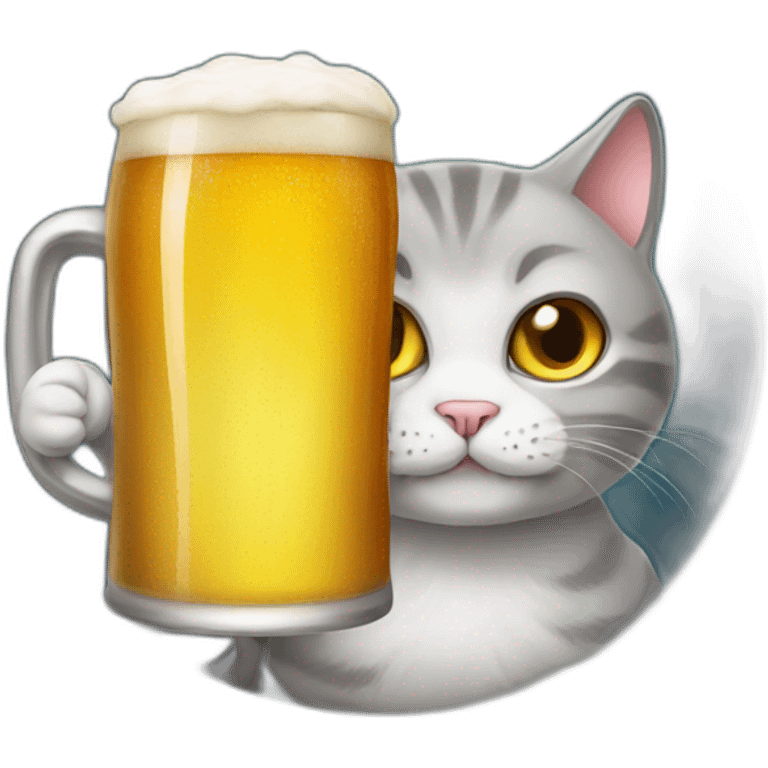 british cat with beer emoji