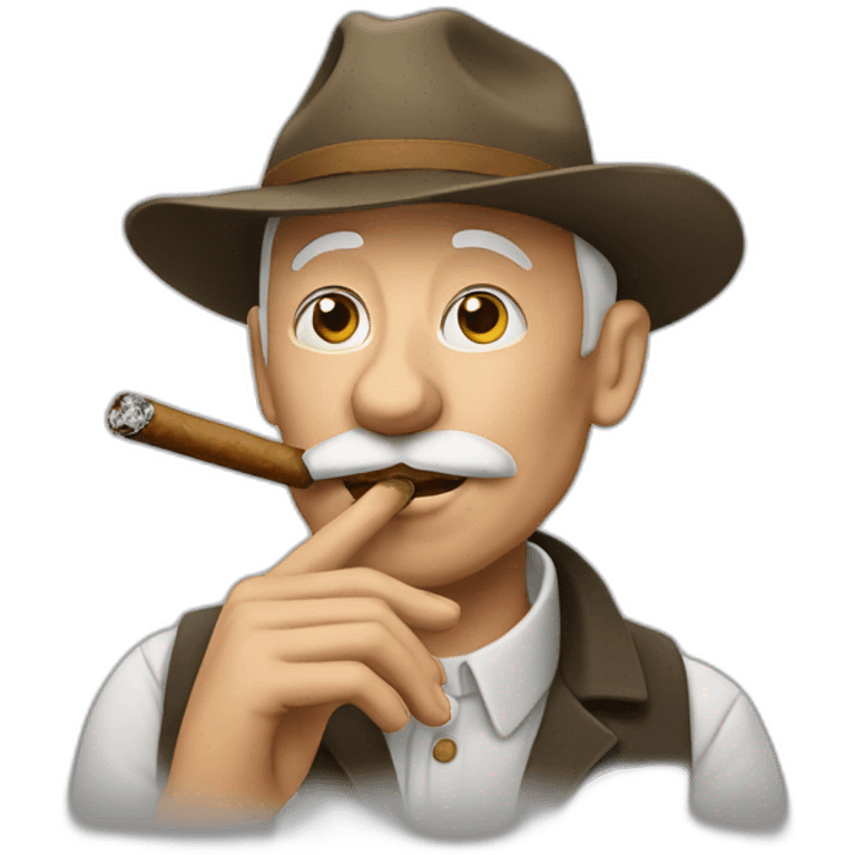 a white alabai smokes a cigar emoji