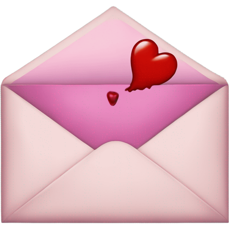 Envelope sealed with a heart and a kiss lipstick stain emoji