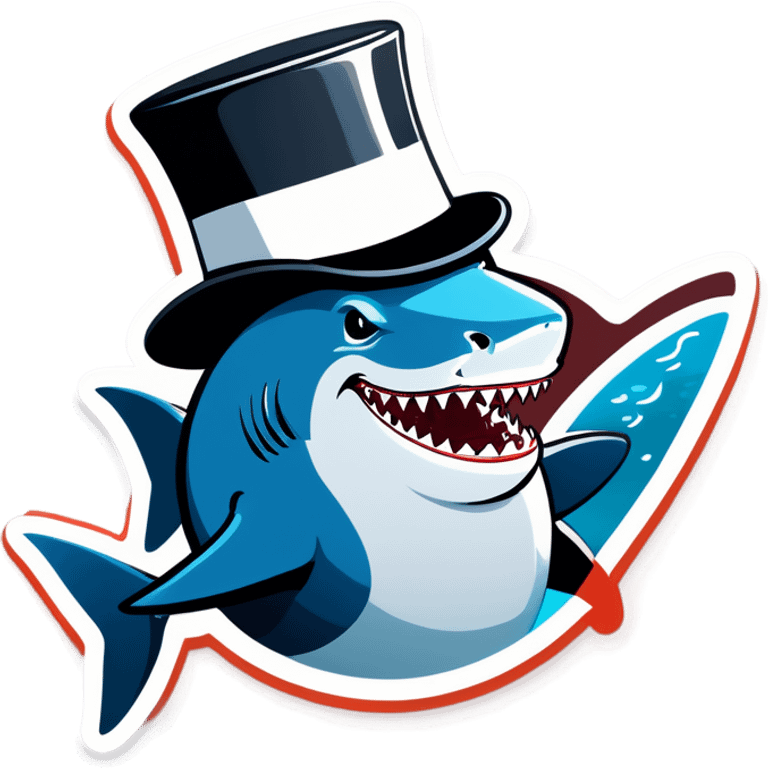 Shark with a top hat emoji