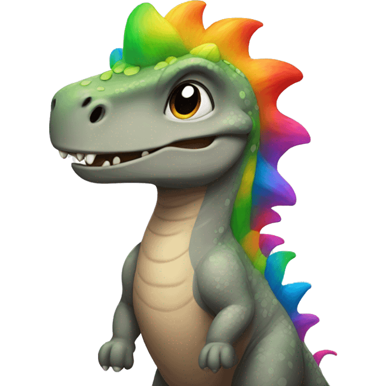 Dino with rainbow hair  emoji