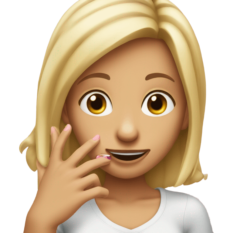 girl flirtatiously biting her nails emoji