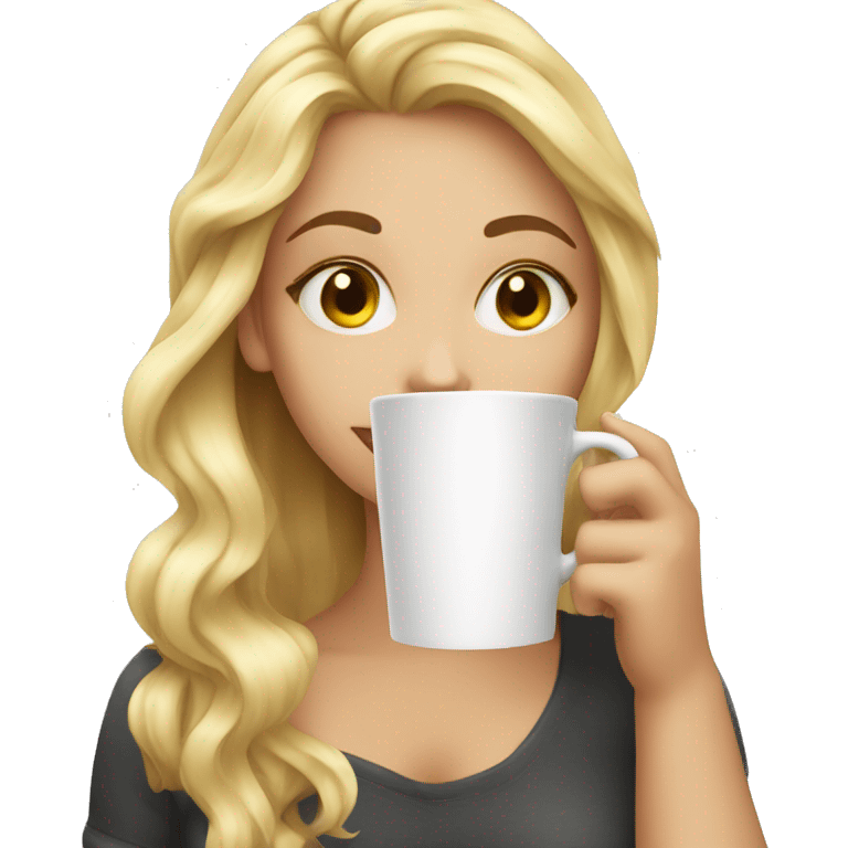 blonde girl drinking coffe iphone style emoji