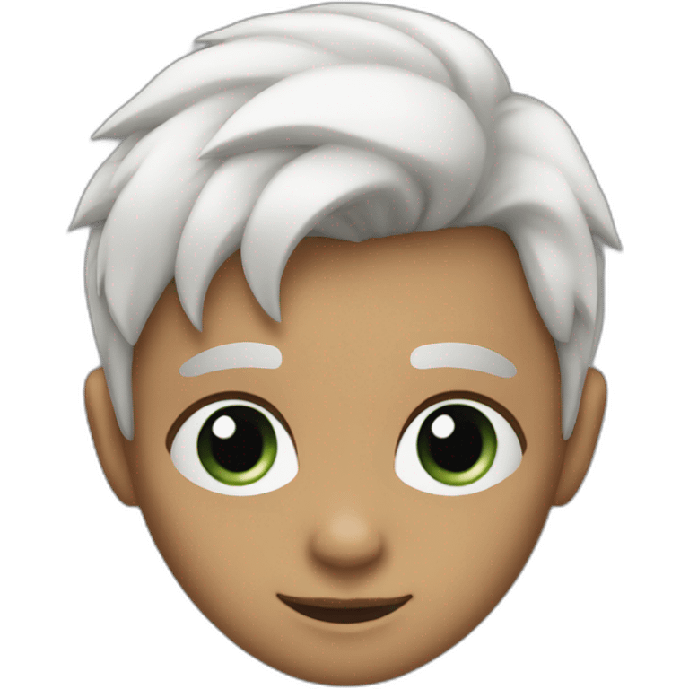 small person with pointy ears, short white hair smiling emoji