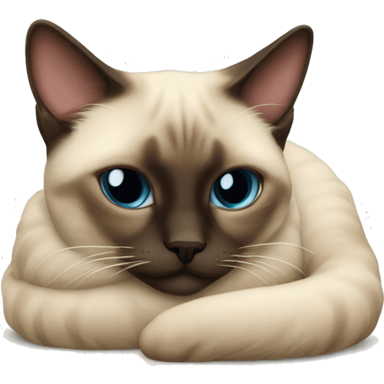 fluffy siamese cat curled up sleeping emoji