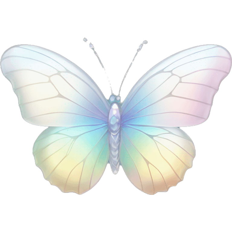 Pastel white iridescent glass crystal butterfly emoji