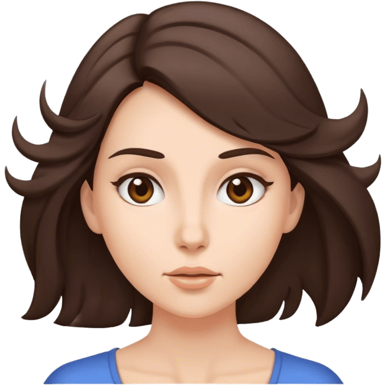 brunette woman with air blowing out of her head emoji