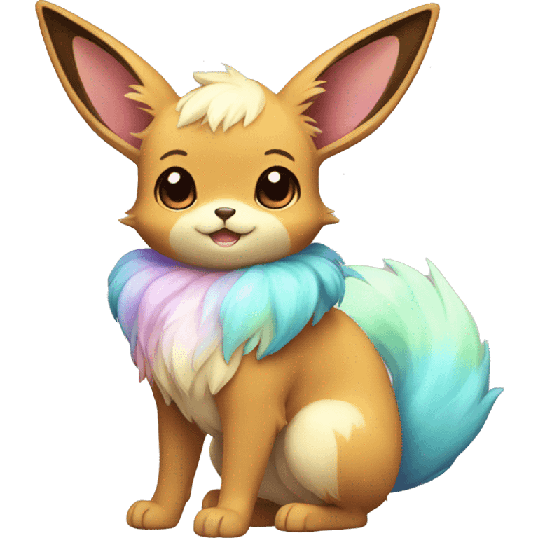 Kawaii Shiny Colorful Pastel Eevee Full Body emoji