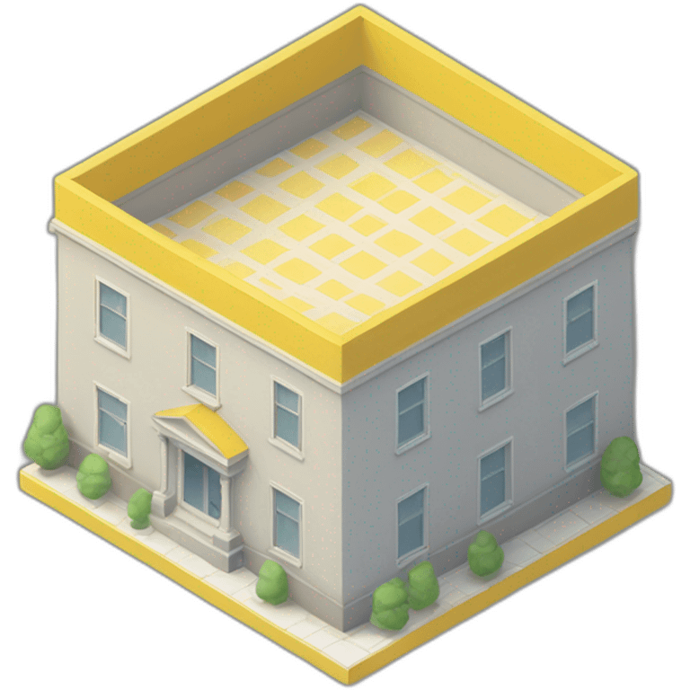 isometric transparent square floor layout lines solid yellow outline border emoji