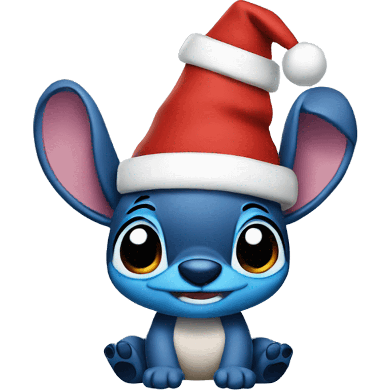 stitch wearing a christmas cap emoji