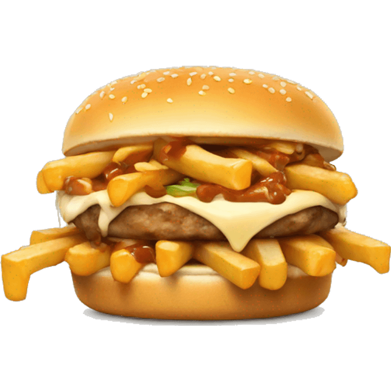 Poutine qui mange un burger emoji