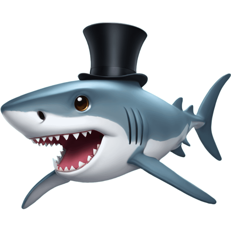 Shark with a top hat emoji