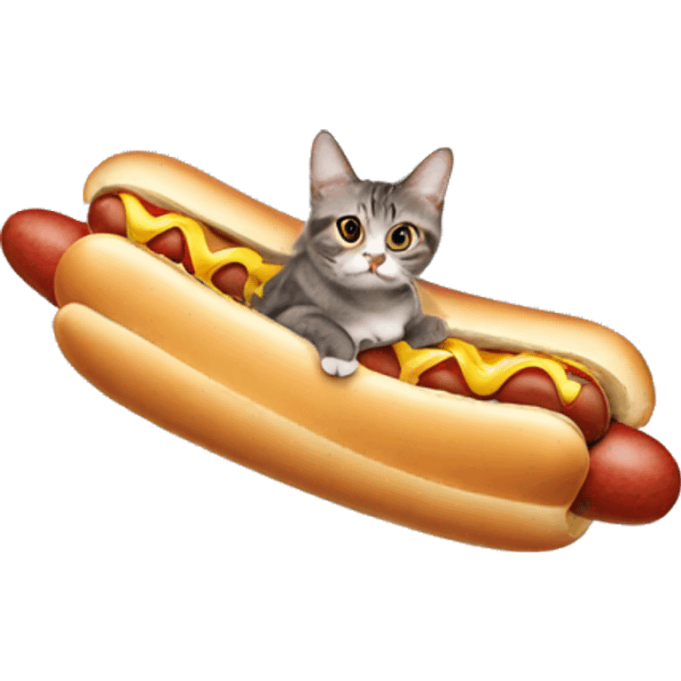 Cat on a flying hotdog emoji