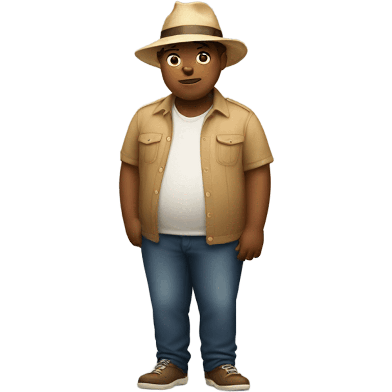 boy in hat standing tall and extremely fat emoji