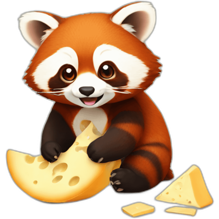 Red panda eats cheese emoji