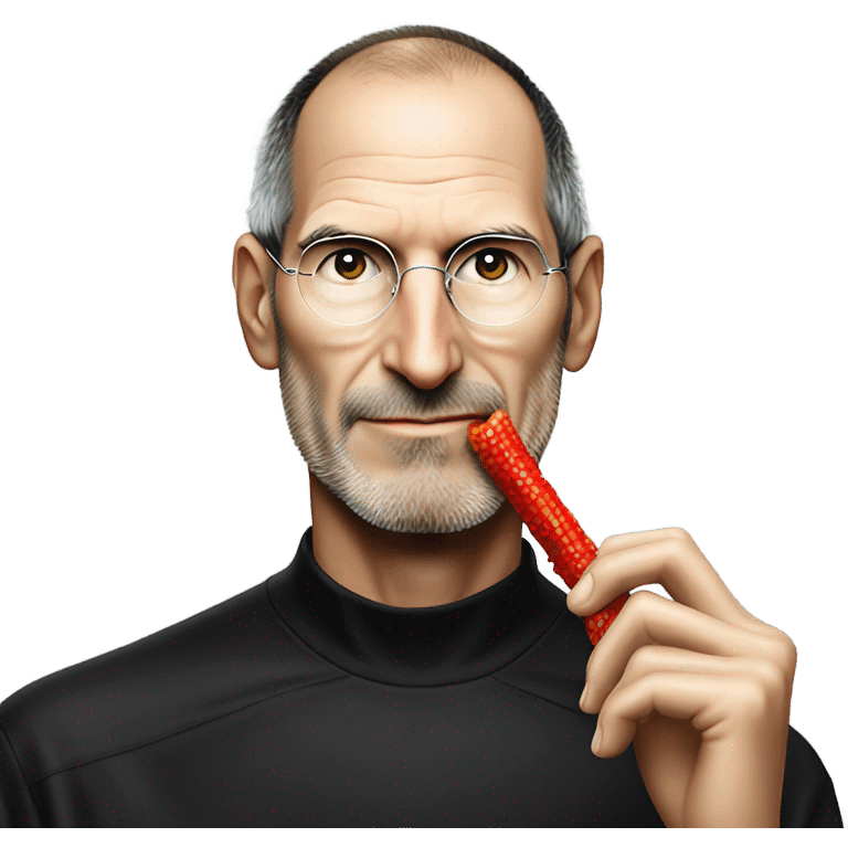 Steve Jobs eating a twizzler emoji