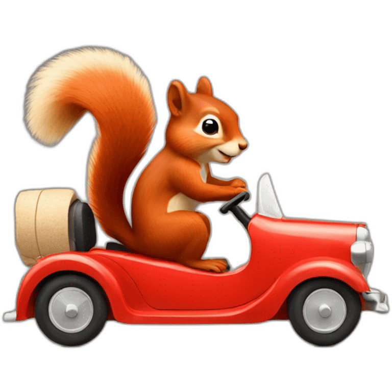 red squirrel driving emoji