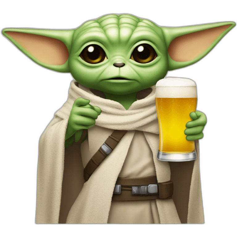 Grogu Star wars drinking a beer with It un historiador hand emoji