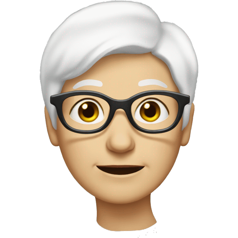 Old lady with short white hair hazel eyes and glasses  emoji